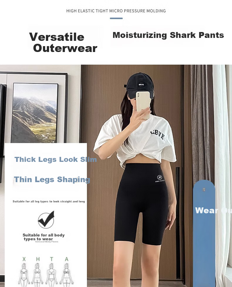 LangSha Shark Leggings for Women, Tummy Control And Butt-Lifting, Summer Anti-Exposure Sports Cycling Yoga Pants, Slim-Fit Leggings for Weight Loss 10