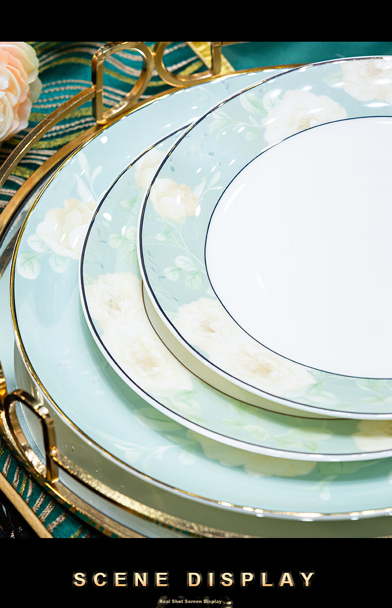 Ciliwanjia Tableware Set, Complete Chinese High-End Ceramic Bowls And Plates, Housewarming Bowl And Chopsticks Set, 58-Piece Premium Gift Box 5