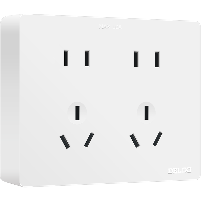 DELIXI Surface-Mounted Switch Socket Panel, No Need for Concealed Box, 158 Series, Ten-Hole Socket