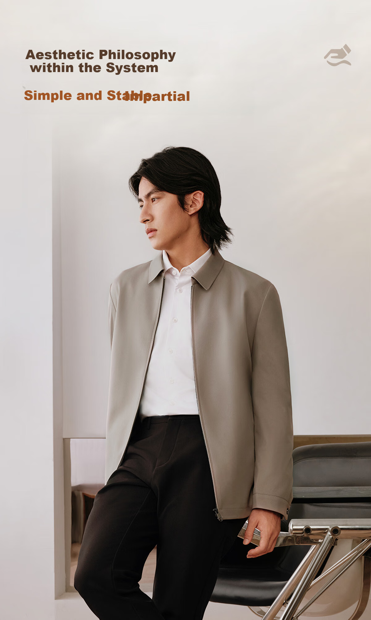 Hodo Men's Jacket, Turn-Down Collar, Comfortable Solid Color Executive Jacket, Cadre Style Outerwear for Me 3
