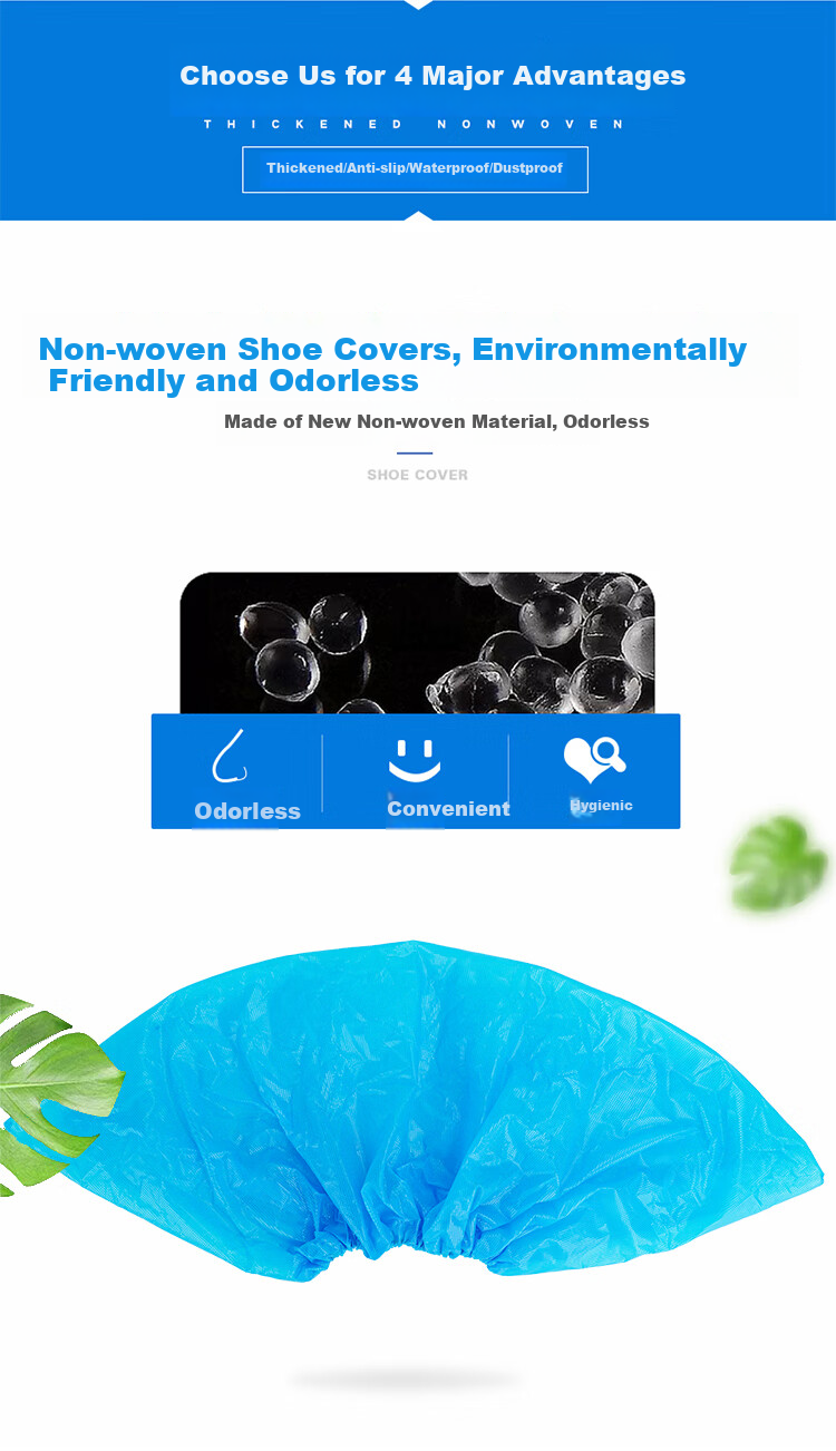 Jiansi Disposable Shoe Covers, Non-Woven Fabric, 100 Pieces, Thickened, Non-Slip, for Home Indoor Use, Dust-Proof Foot Covers 4