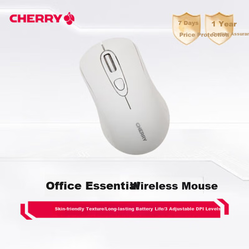 CHERRY MW2180 Wireless Mouse, Office Mouse, Portable Mouse, Laptop Mouse, Pear White Color
