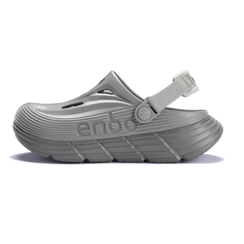 ENBO Sandals for Couples, Breathable Hole Shoes, Non-Slip Closed-Toe Slippers, Versatile Casual Beach Shoes for Outdoor Wear, Rainy Gray, Size 42