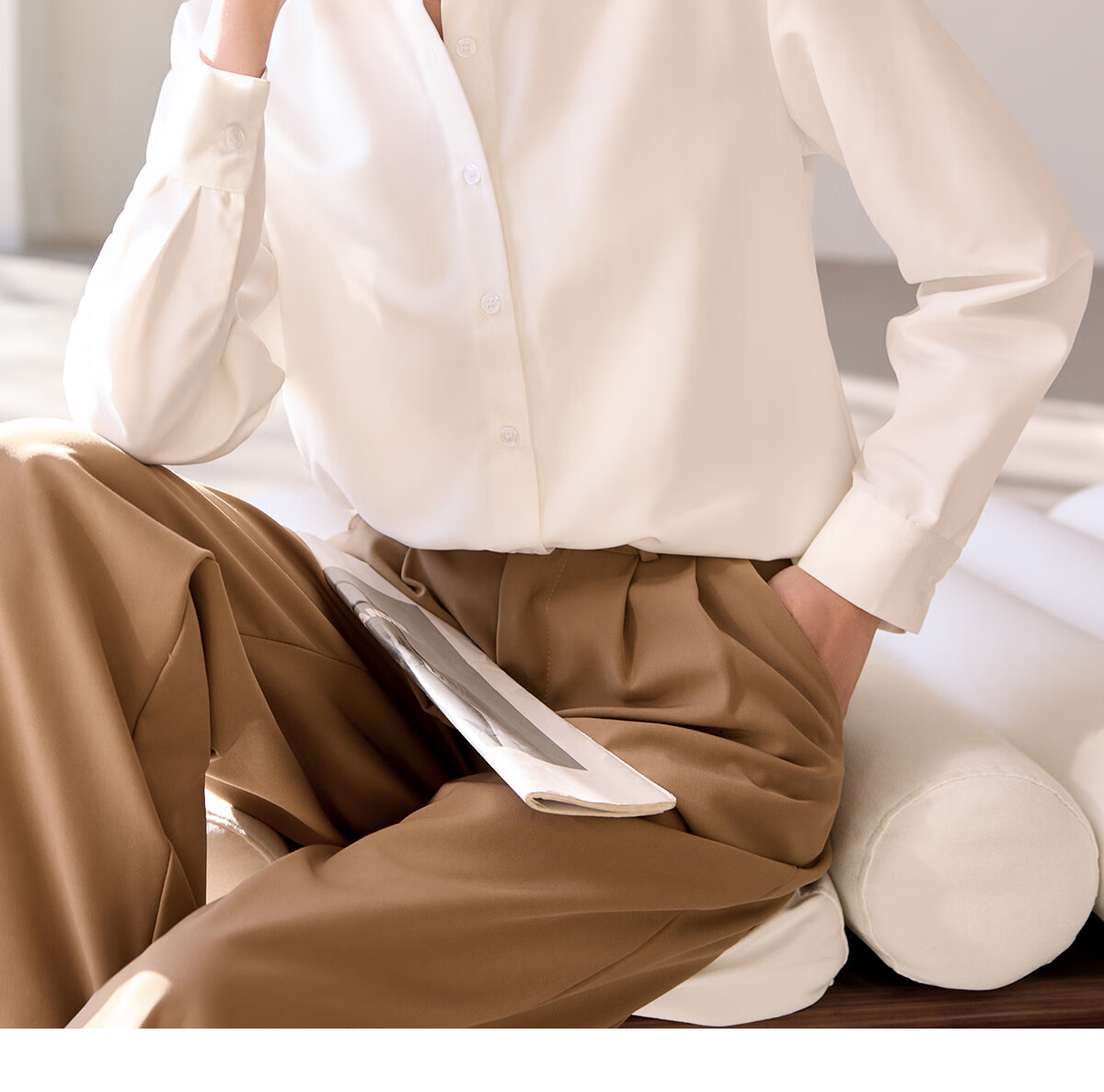 Chushen Women's Spring and Autumn Long Sleeve Shirt Embroidered Lace Design Versatile Commuter Blouse S143C2025 4