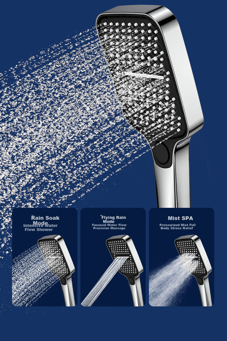 MICOE Shower Head Set, A31 Series, Brass Body, Pressure-Boosting Bathroom Shower System, Complete Set of Silver Shower Heads 6