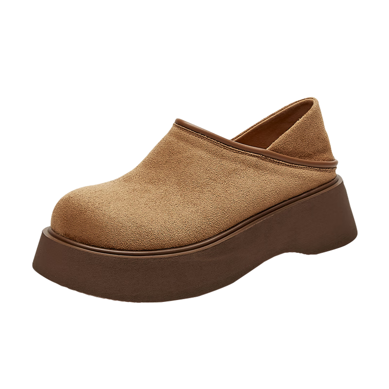DAPHNE Women's Single Shoes, Fashionable Thick-Soled Retro Two-Way Birkenstock-Style Shoes, Soft-Bottom Versatile Slip-On Women's Shoes, Camel Color Single Lining, Size 35