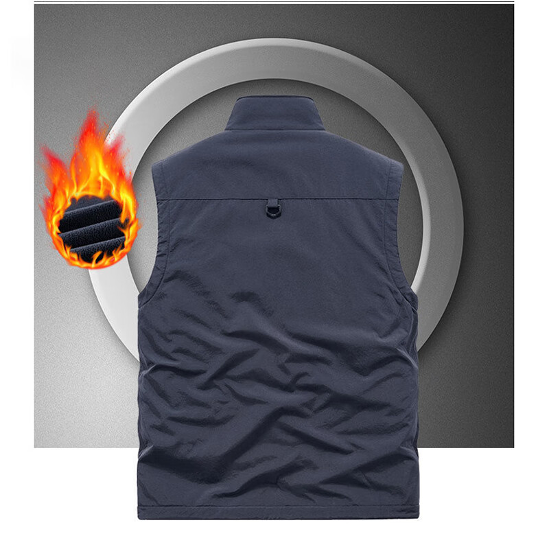 Miiow Men's Vest Autumn Winter Casual Loose Fleece Thickened Outdoor Sleeveless Jacket Black Fleece 4XL