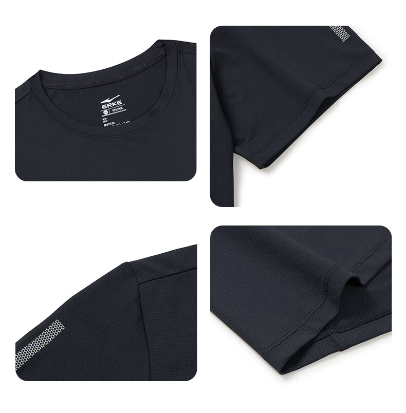 ERKE Short-Sleeve T-Shirt for Men, Autumn New Arrival, Moisture-Wicking And Quick-Drying Sports Tee, Round Neck Undershirt, Solid Color Top, Outdoor Running Wear 17