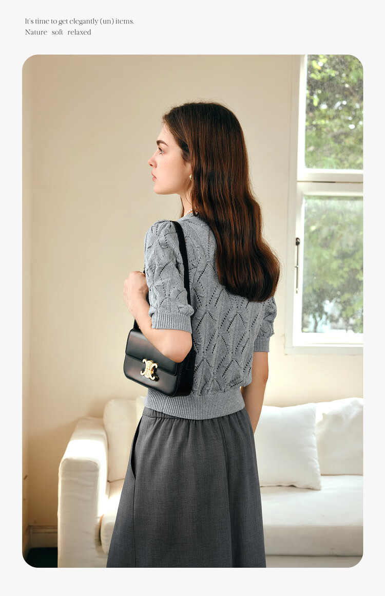 Olrain Eurier Summer Commuter Knit Pullover Top with Hollow Design Gray (New Batch) S 8