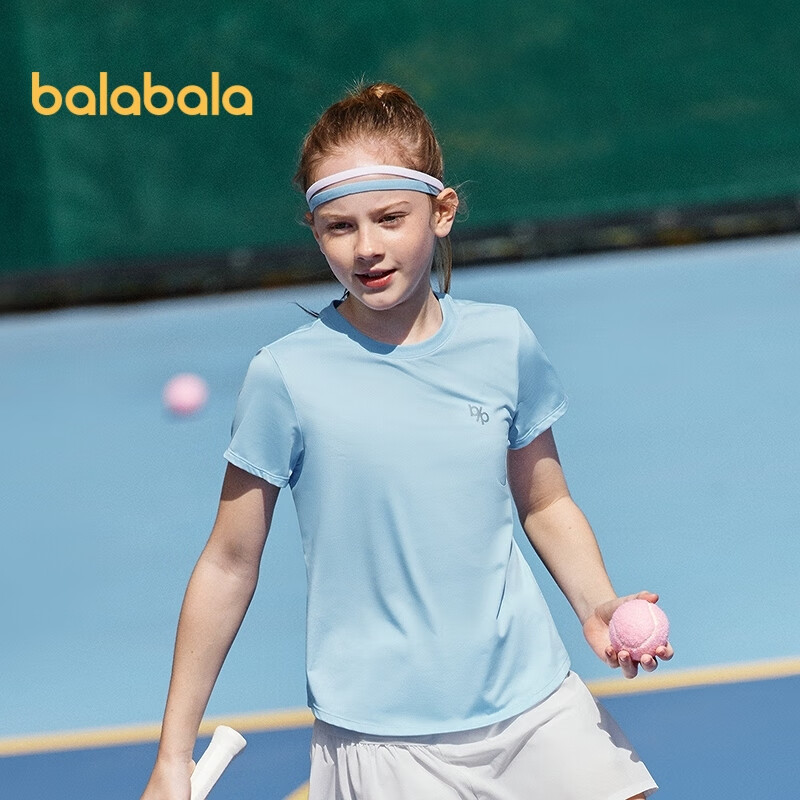 BALABALA Girls' T-Shirt, Children's Summer Short-Sleeve Top, Big Kids' Sports Quick-Dry Shirt, Comfortable, 208225117020