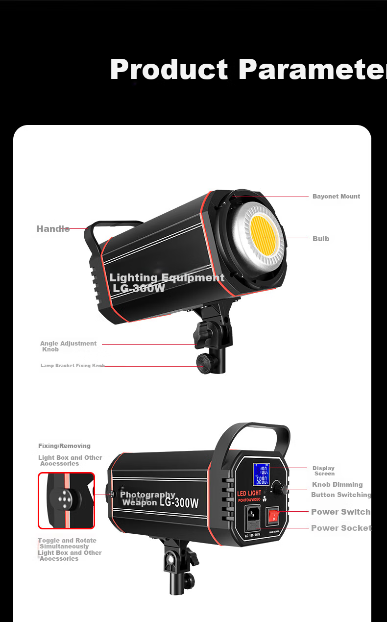 Hakutatz LG-300W Live Streaming Photography Fill Light, 300W Professional Live Streaming Light, Soft Ball COB Studio Equipment Dedicated Live Room Full Set Spherical Lighting Sun Lamp 18