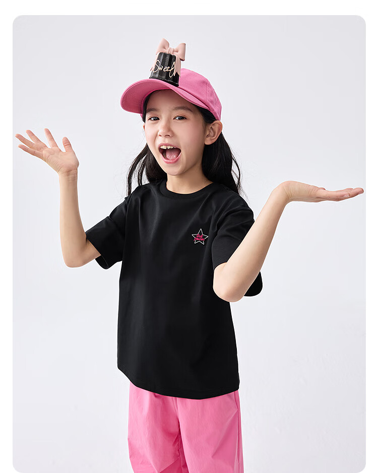 BALABALA Children's Clothing, Girls' Short-Sleeve T-Shirt, Summer Wear for Older Kids, Quick-Dry Sweet Printed Top, 208225117029 12