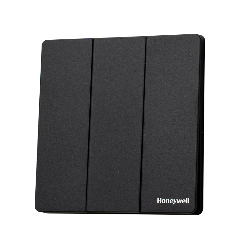 Honeywell Ultra-Thin Frameless Matte Skin-Friendly 86-Type Triple Single-Control Switch Socket Panel Ruiyi T3 Phantom Night Black