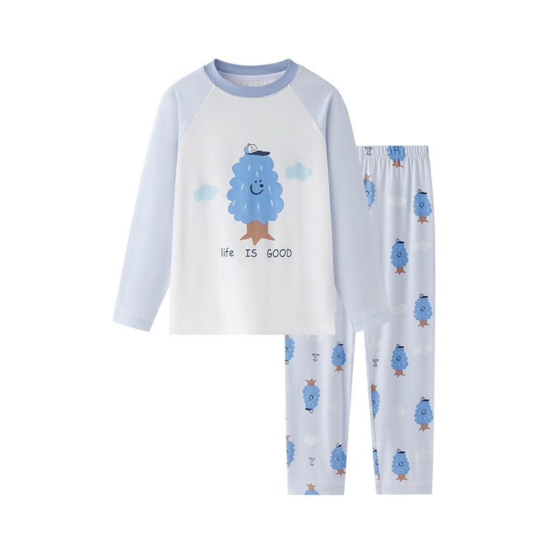 YEEHOO 7A Antibacterial Lenzing Modal Children's Summer Pajamas Boys Large Kids Bare Feeling Homewear Set