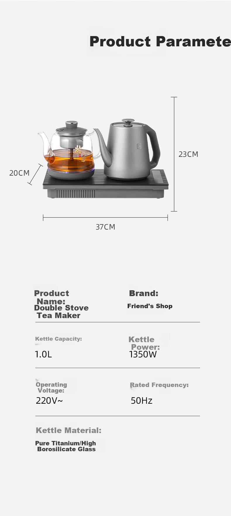Biooner Pure Titanium Fully Automatic Water-Heating Electric Kettle Tea Station, Tea Table, Built-In All-In Machine, Electric Teapot, Tea Set, Electric Tea Stove Set S82 Pure Titanium Steaming Tea Model 10