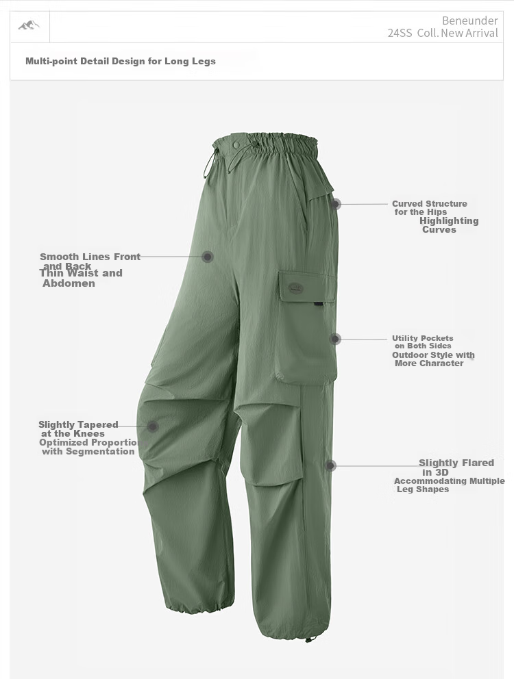 Beneunder Cargo Paratrooper Pants for Women, Quick-Dry Trousers, Loose-Fitting Hiking Casual Sports Wide-Leg Sun Protection Pants DS673 20