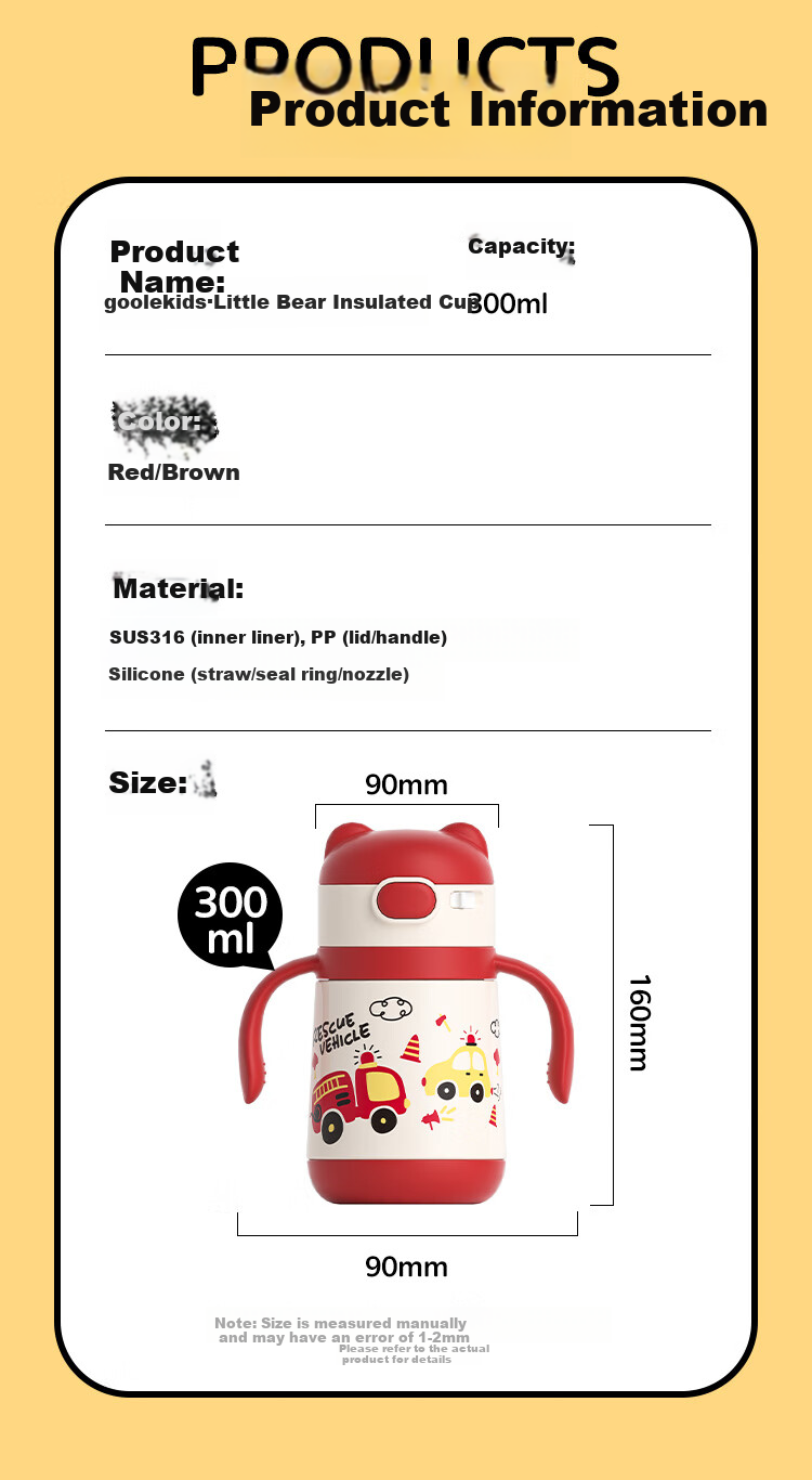 Goole Kids Baby Insulated Cup, Water Bottle for Infants And Toddlers Aged 1-3 Years Old, 316 Stainless Steel Straw Cup, Kindergarten Student Portable Drinking Cup 15