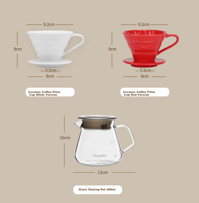 Mongdio Pour-Over Ceramic Filter Cup, V60 Drip Coffee Filter, No. 01 Red 17