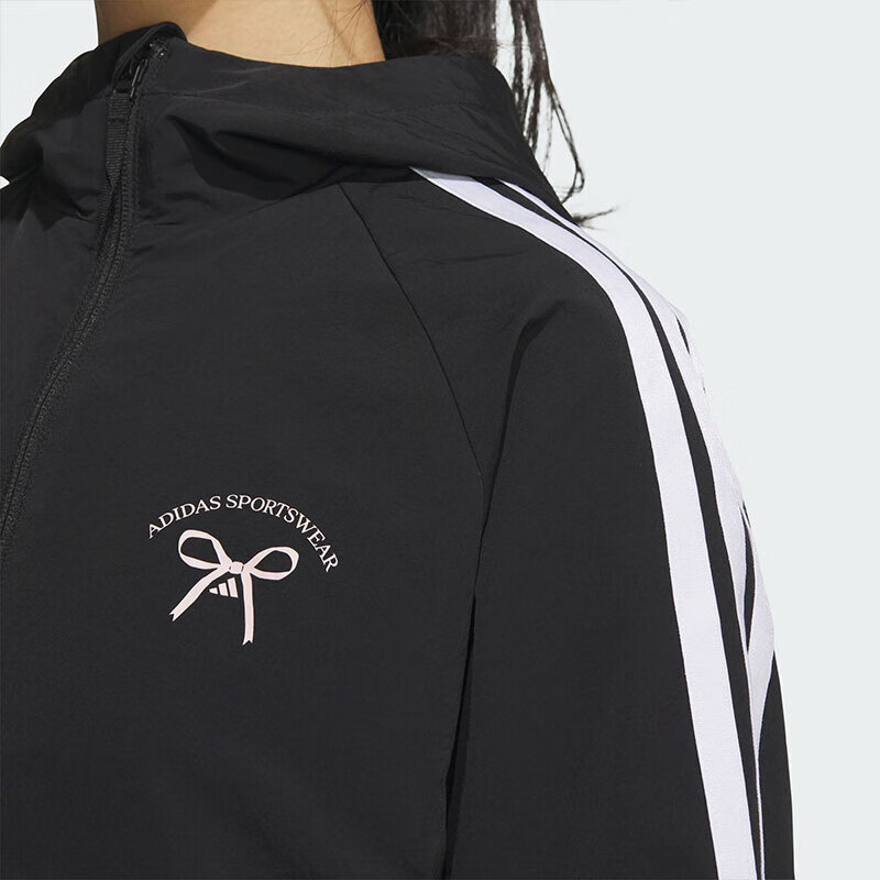 Adidas Black Women's Fashionable Jacket, Trendy Sports JY7611, Black, L 6