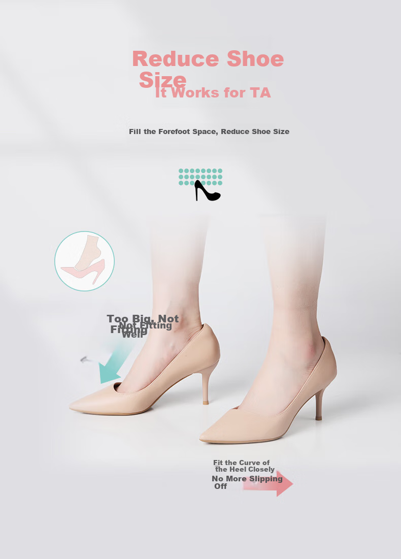 FOOTOPPO High Heels Front Palm Pad, Women's Half Size Insoles, Leather Shoes Half Insoles, Foot Pads, Non-Slip Shoe Soles, Thickened Shoe Inserts, Shoe Enhancers 7