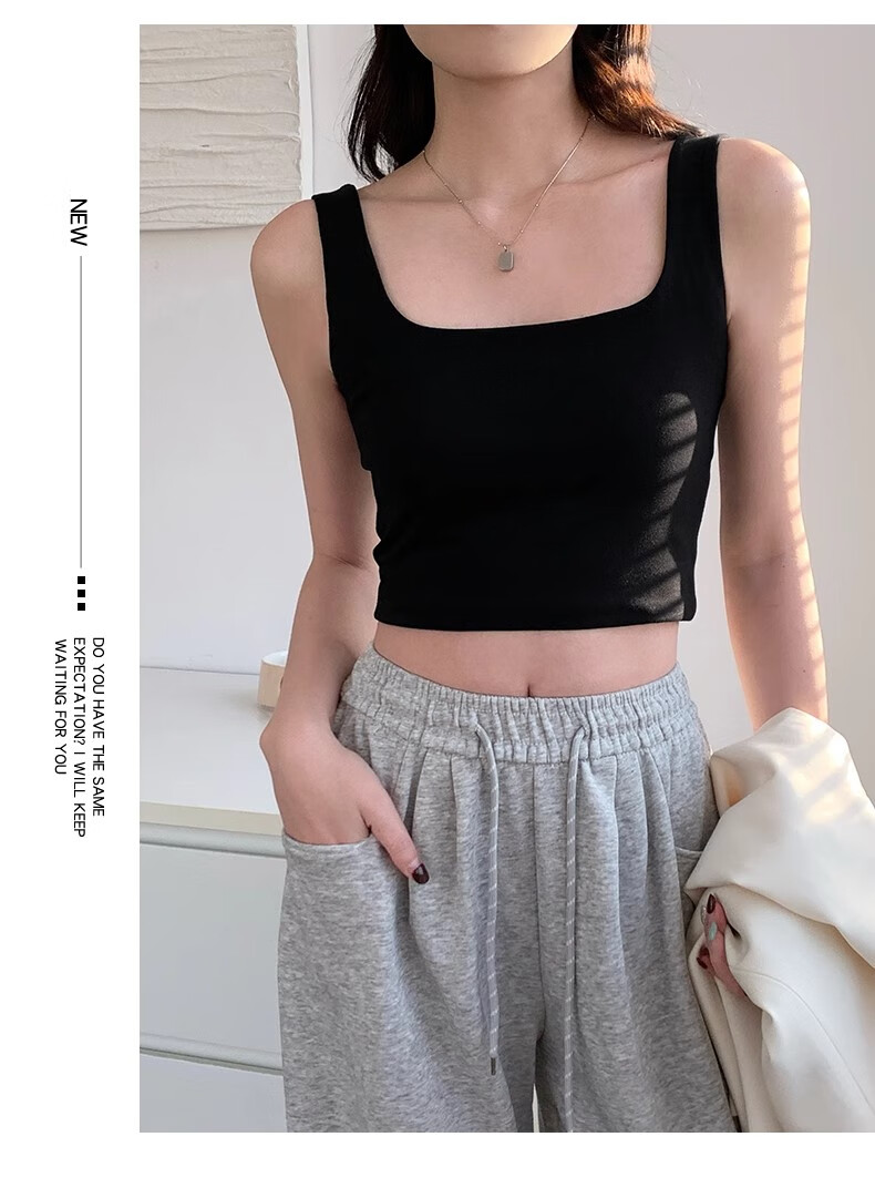 NOMe Square Neck Camisole Tank Top for Women, Basic Summer Outerwear and Innerwear, White, Regular Fit, 2XL 9