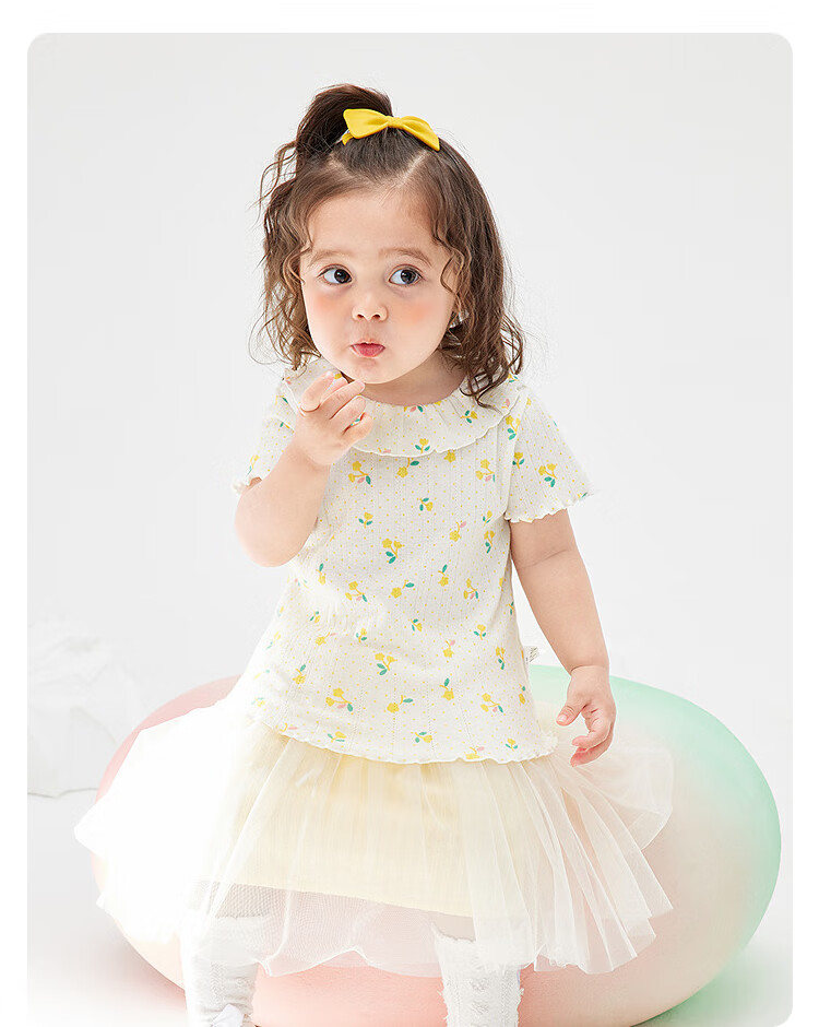 BALABALA Baby Short-Sleeve T-Shirt, Infant Girl's Top, 2025 Summer Wear, Sweet Fashionable Stylish Artistic, 209225117002 12
