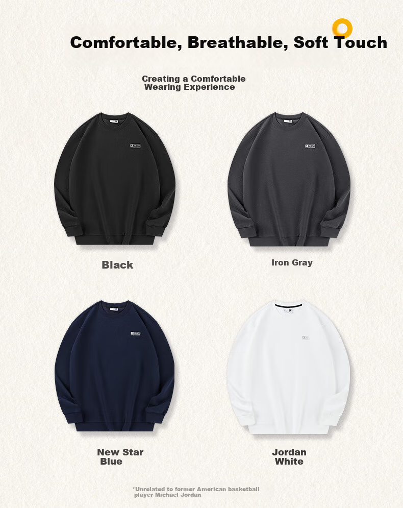 QIAODAN Sweatshirt for Men, Spring Jacket, Comfortable Round Neck Sportswear, Casual Long-Sleeve Top, Pullover for Me 3