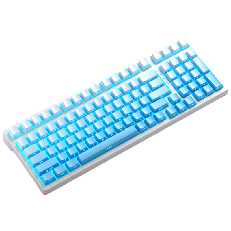 HP GK600FS Mechanical Keyboard Hot-Swappable Wired for Office, E-Sports And Gaming Dedicated Desktop Laptop Keyboard with Side-Carved Gradient Glacier Blue And Blue Switches 99 Keys