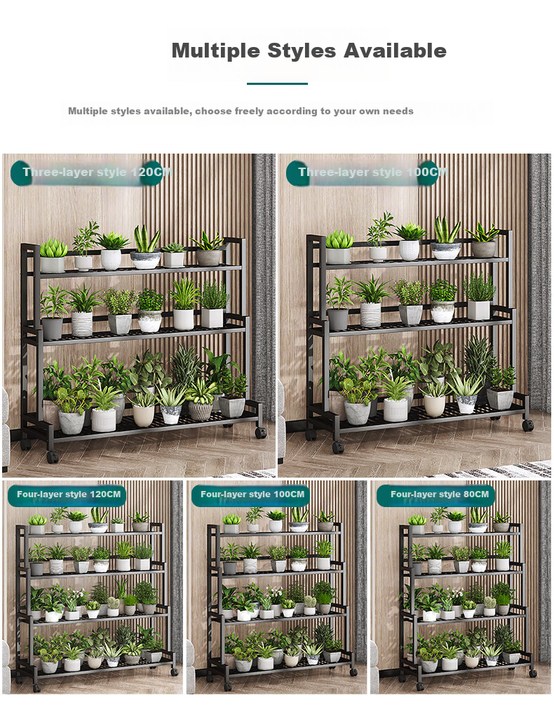 WOJIA Flower Stand, Living Room Floor-Standing Storage Rack, Balcony Succulent Pot Holder, Iron Art Plant Display Shelf H9134 3