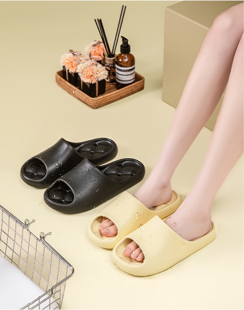MINISO Men's Bathroom Slippers Non-Slip Quick-Dry Breathable Gray Size 42-43 12