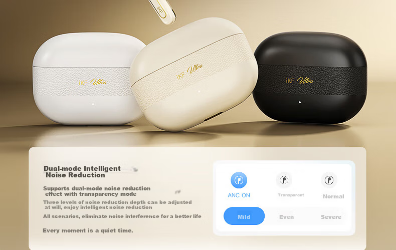 IKF Ultra Wireless Bluetooth Earphones with LDAC High-Quality Sound, ANC Active Noise Cancellation, In-Ear Design, Long Battery Life, 2026 New Model, New Year Gift, Cloud Rock White 19