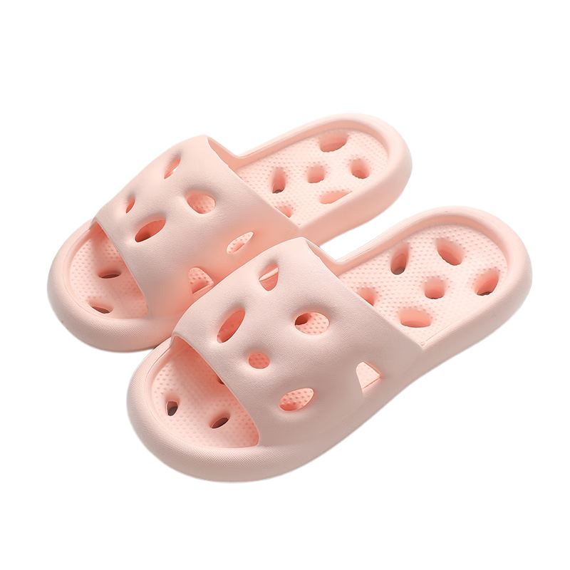XGGC Hollow Bathroom Slippers for Men, Summer Home Shower Non-Slip Water-Draining Quick-Drying Sandals for Men, Pink, Size 36-37