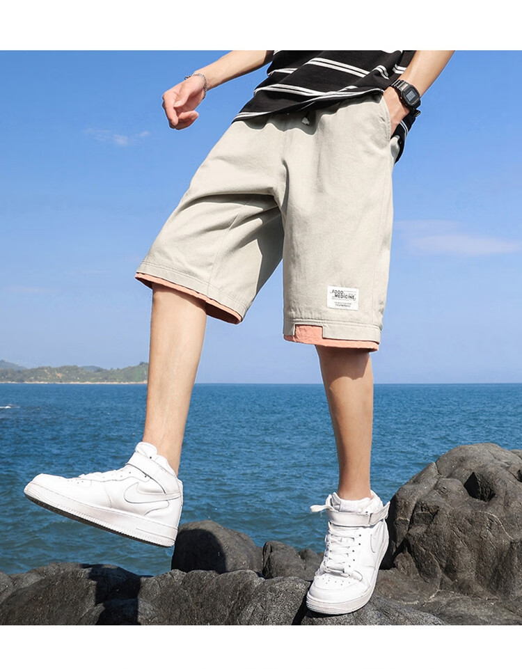 ROMON Pure Cotton Shorts, Men's Loose-Fitting Casual Sports Capri Pants, Men's Clothing, Gray 2XL 13