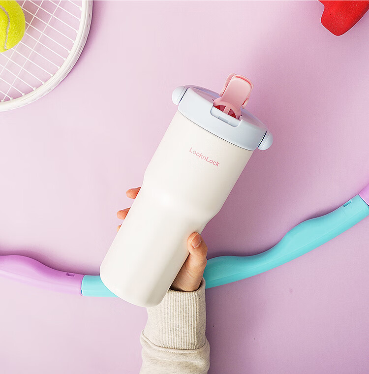 LOCK&LOCK Large Capacity Insulated Tumbler with Handle, Straw, And Tea Compartment, Simple Portable Thermos Water Bottle, 670ML, Blue 13