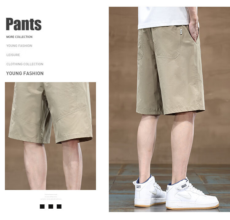 JEEP Ice Silk Quick-Dry Men's Casual Shorts, Loose-Fitting Cargo Five-Point Pants for Men, Summer 2026 Mid-Length Shorts 3