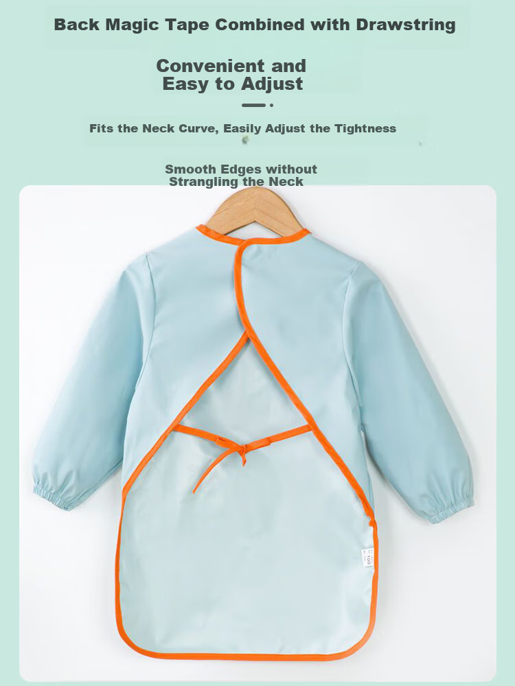 9I9 Baby Eating Apron, Long-Sleeve Waterproof And Stain-Resistant, Infant And Child Bib, Drawing Smock, Velcro A257 Dinosaur 3