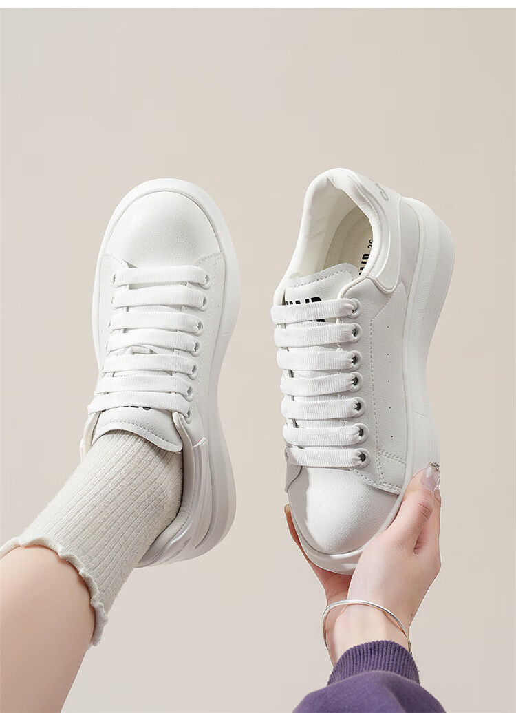 Semir Women's White Sneakers Spring Autumn Height Increasing Casual Shoes McQueen Style SFYM251037 White Black Size 40 6