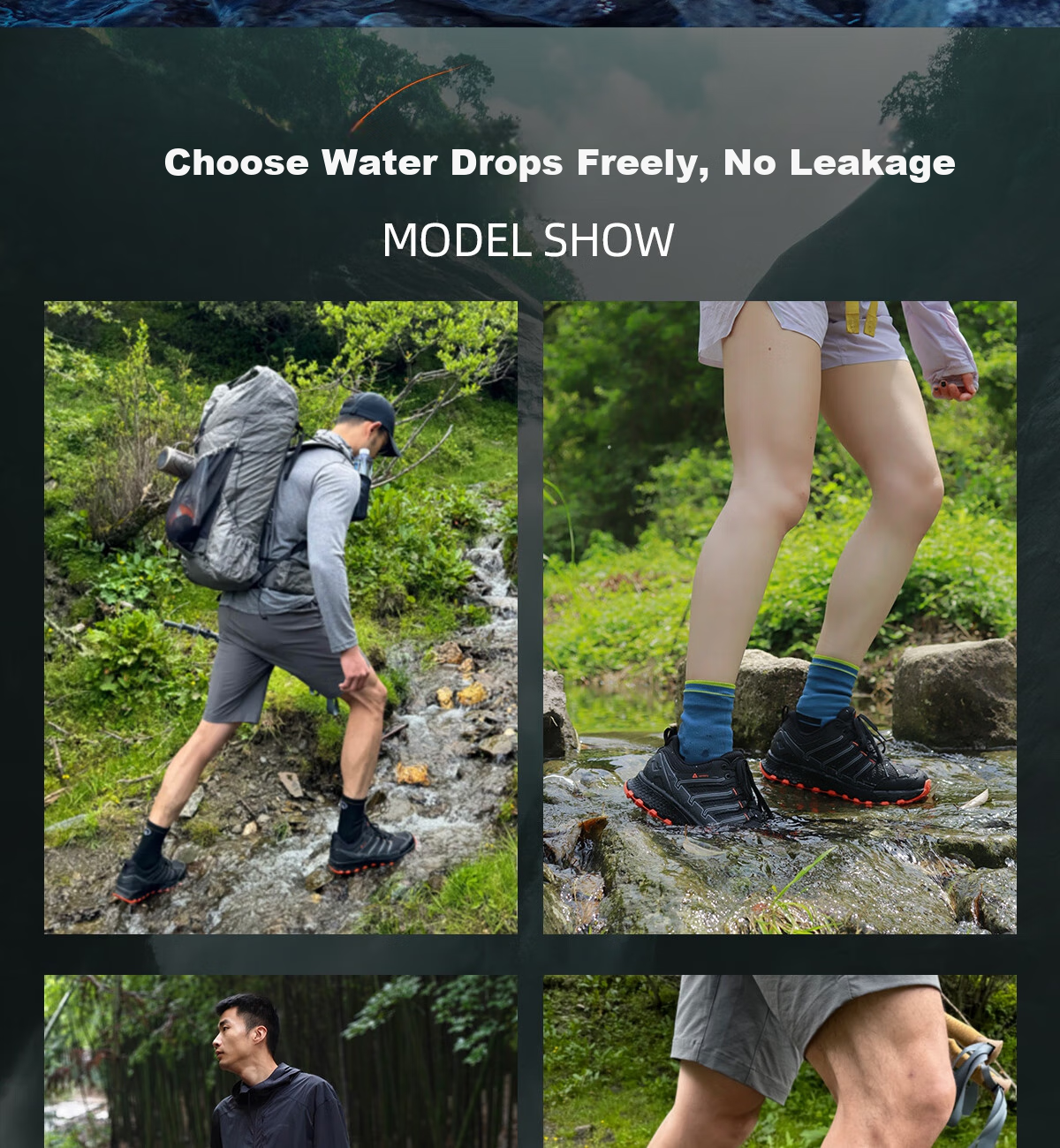 Huwaitegong Waterproof Non-Slip Shock-Absorbing Strong Grip Hiking Shoes for Men T52PRO Black Orange Size 37 5