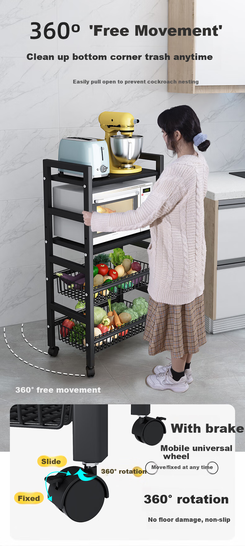 Shunyou Kitchen Storage Rack, Household Vegetable Basket, Storage Shelf, Multifunctional Storage Basket, Floor-Standing Multi-Layer Vegetable Rack SY-081 10