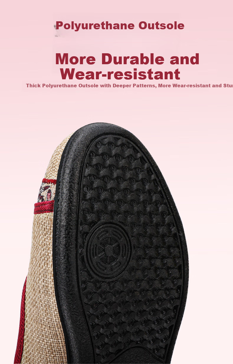 BUS HEYUAN Soft Sole Breathable Flats with Buckle, Mom Shoes, Slip-On Shoes, Traditional Beijing Cloth Shoes for Women 510-1332 Red 35 14