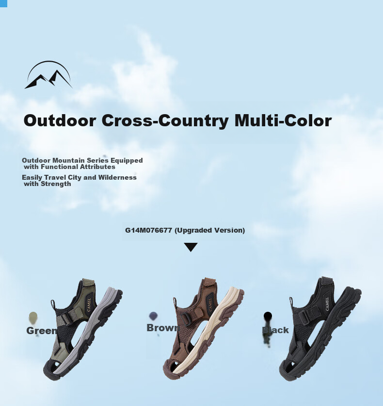 CAMEL Outdoor Casual Velcro Closed-Toe Perforated Beach Sports Sandals for Men G14M076677 Night Black Size 41 6