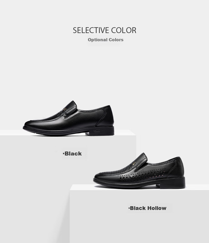 LAORENTOU Men's Leather Shoes, Business Casual Low-Top Slip-On Shoes, Fashionable Dad Shoes, British Driving Shoes A20137 Black Size 38 4