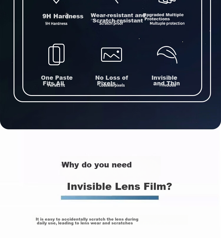 ESCASE Lens Protector for Samsung S25+, Galaxy S25+ Rear Camera Protective Film, Ultra-Thin High-Definition Wear-Resistant Scratch-Proof Dust-Proof Film 2
