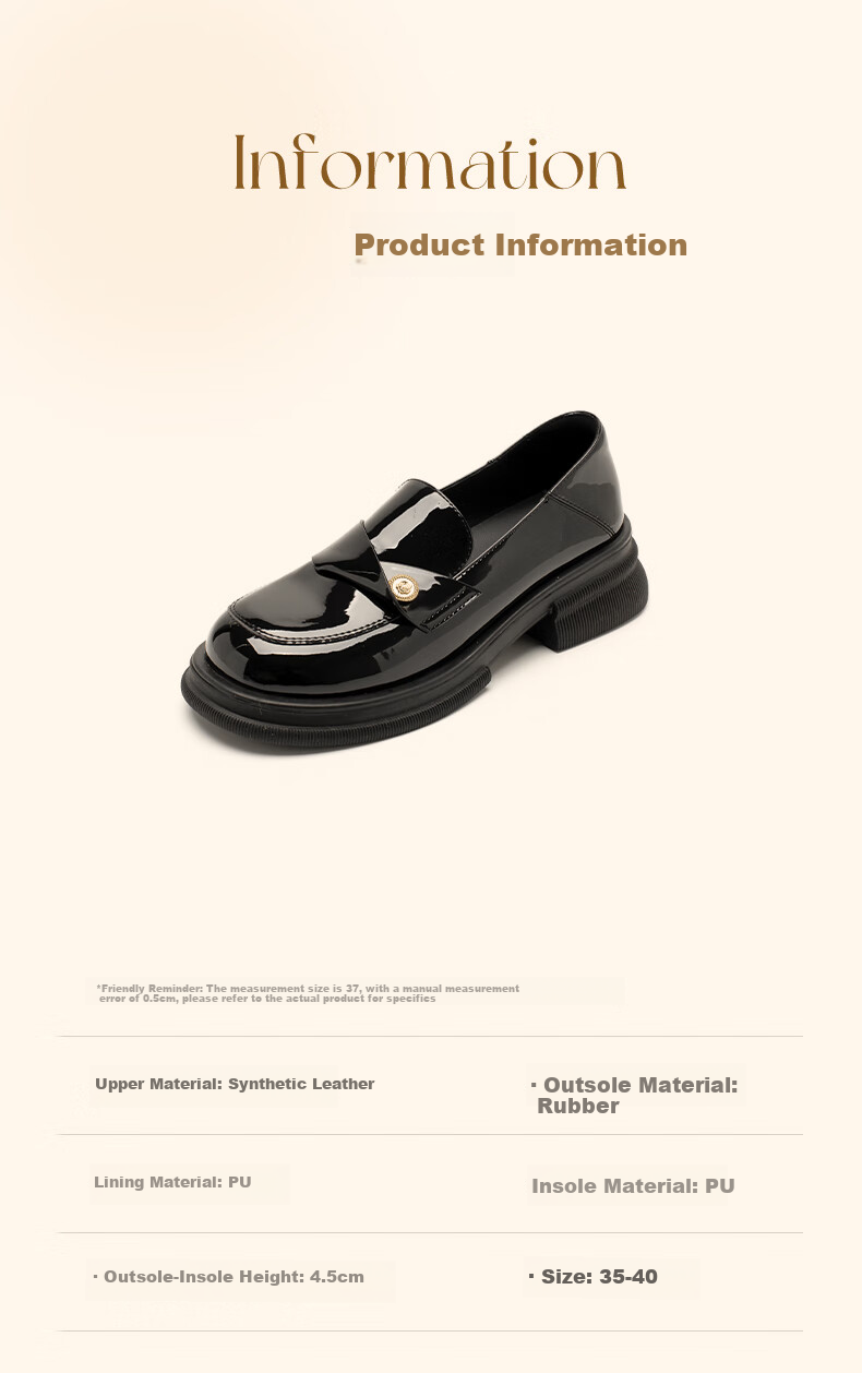 DAPHNE Black Leather Shoes for Women, Single Shoes 2026 New Style, Suitable for Skirts, British Style Patent Leather Shiny Flat Slip-On Loafers 3