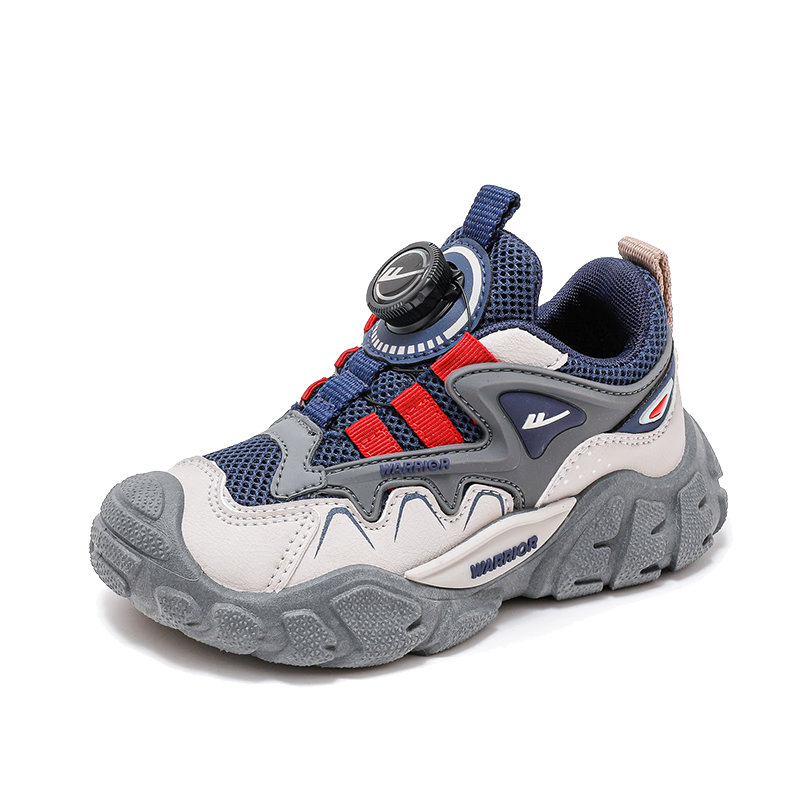 Warrior Girls' Running Shoes, Lightweight Boys' Sneakers WZ(CL)-0712 Navy Blue/beige/dark Gray Size 35