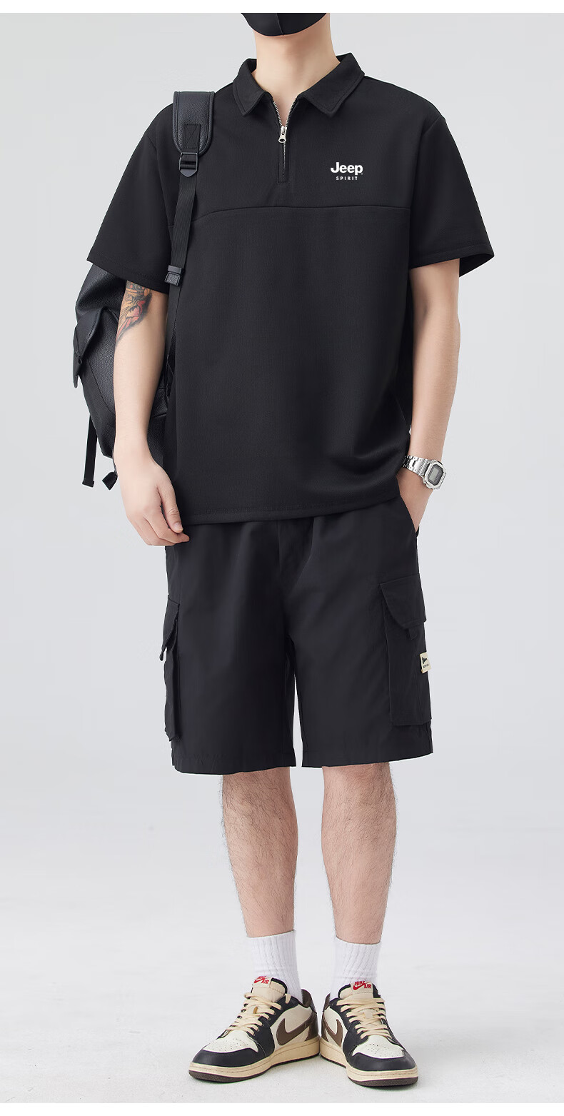 JEEP SPIRIT Men's Sports T-Shirt, Summer Ice-Cool Short-Sleeve POLO Shirt, Loose Casual Quick-Dry Men's Top, White, L 7