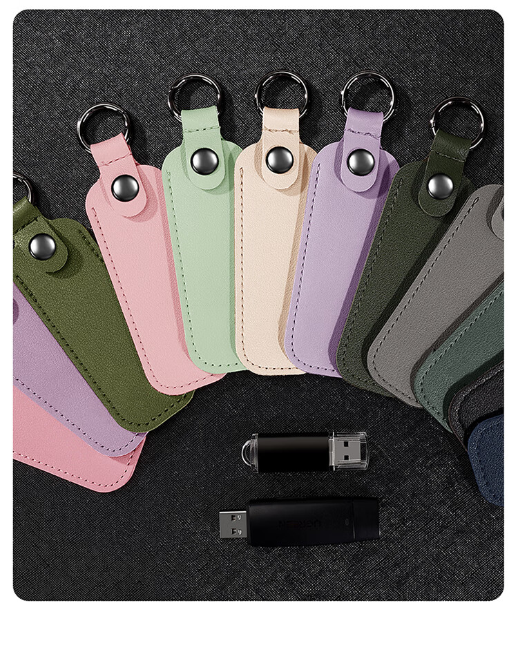 BUBM USB Flash Drive Storage Case Protective Cover, Anti-Loss And Shockproof Shell, Portable Compact Keychain, Specially Designed for USB Drives, PU Leather, Red Sand Color 2