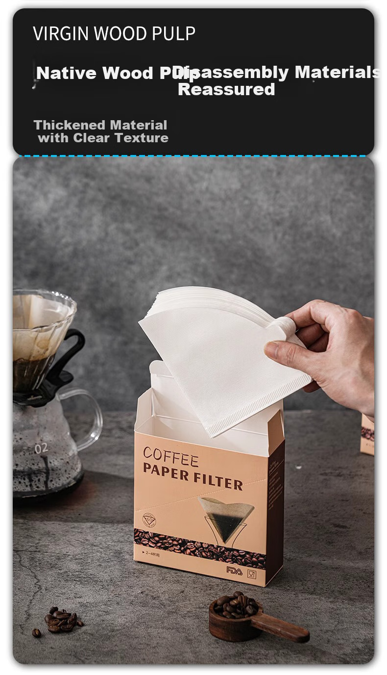 YIJUKE [50 Sheets] V01 Coffee Filter Paper V60 Pour-Over Coffee Drip Paper, V-Shaped Funnel Filter Cup Dedicated Filter Paper, Conical Shape 3