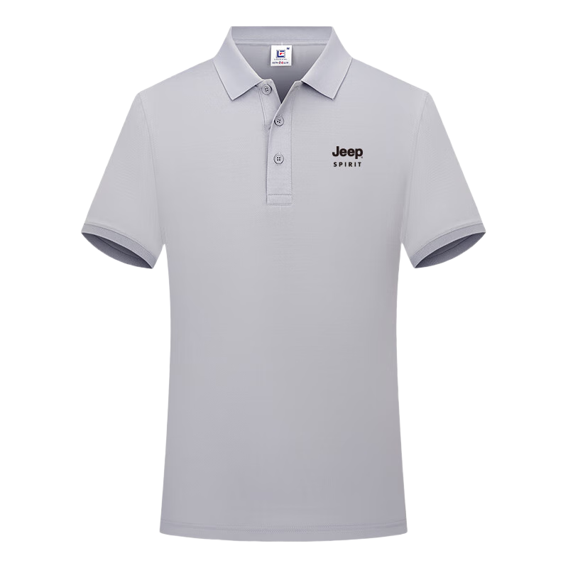 JEEP SPIRIT Short-Sleeve T-Shirt for Men, Breathable Summer Polo Shirt with Collar, Quick-Dry Ice Silk Casual Sports Top, Gray 3XL