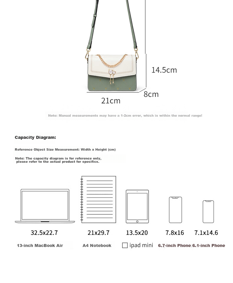 C.BANNER Leather Handbag, Women's Crossbody Bag, Shoulder Bag, Small Square Purse, Practical High-End Light Luxury Birthday Gift for Girlfriend on May 20 4